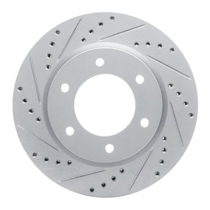 Ford Bronco Brake Rotor (1) - Front Left - R1 Concepts - Drilled & Slotted - Silver - `19-`25